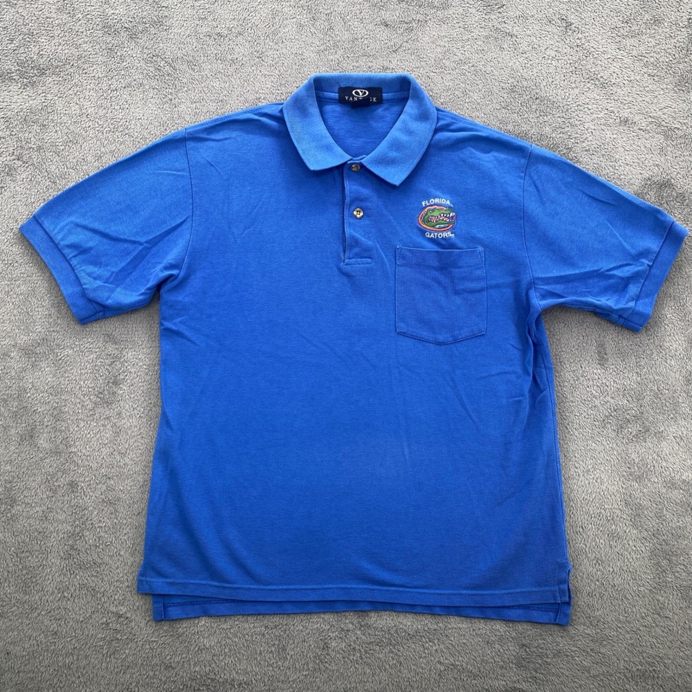 Florida Gators Polo Shirt Mens Small Blue Cotton USA Made Vantage Vintage